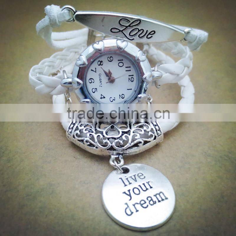Hotting sale infinity watch bracelet, custom leather bracelet with charms,watch infinity bracelet