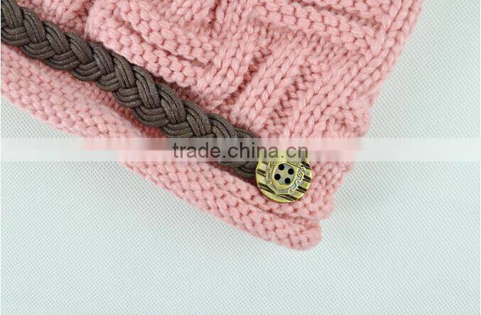 Korean Fashion Womens Warm Winter Crocheted Knit Braided Beanie Ski Hat Skull Cap