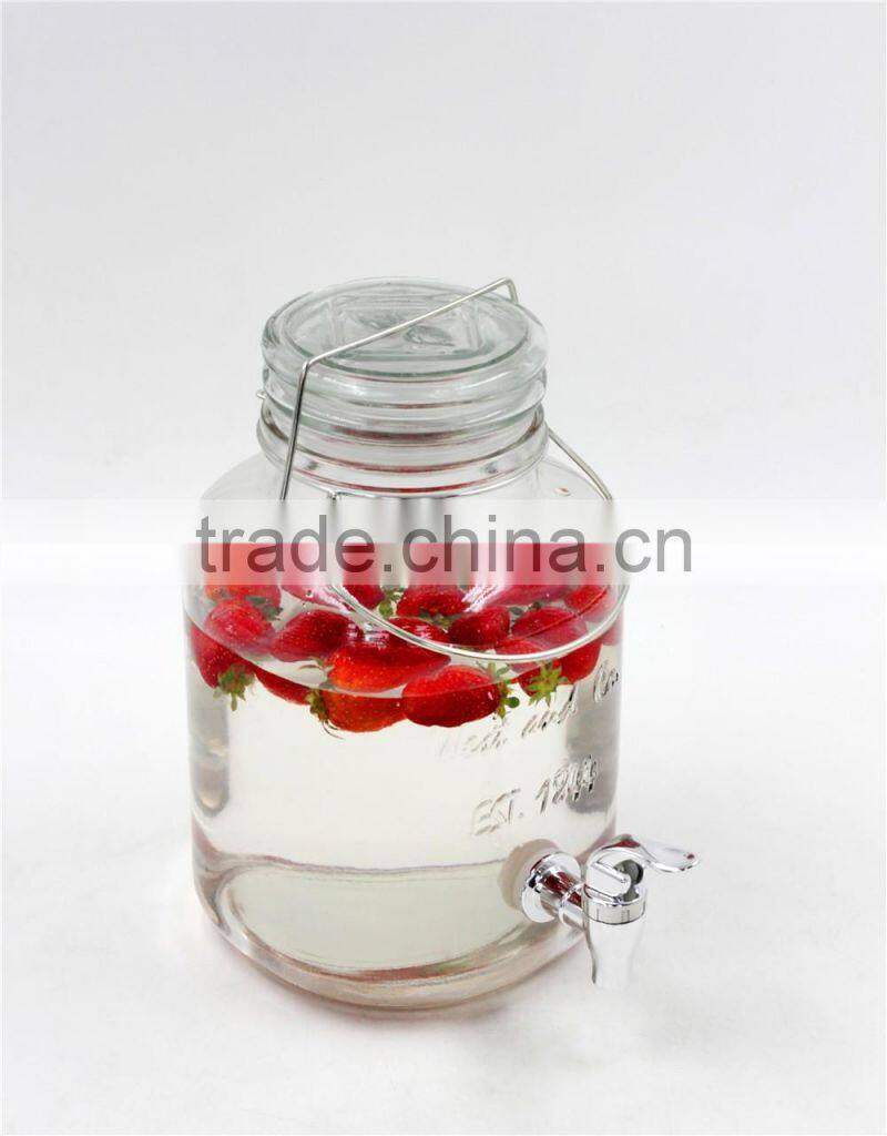 Square Mason jug beverage dispenser galss