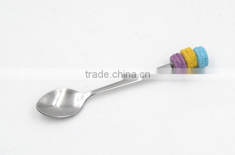 Purple blue red colored macaron design fruit spoon