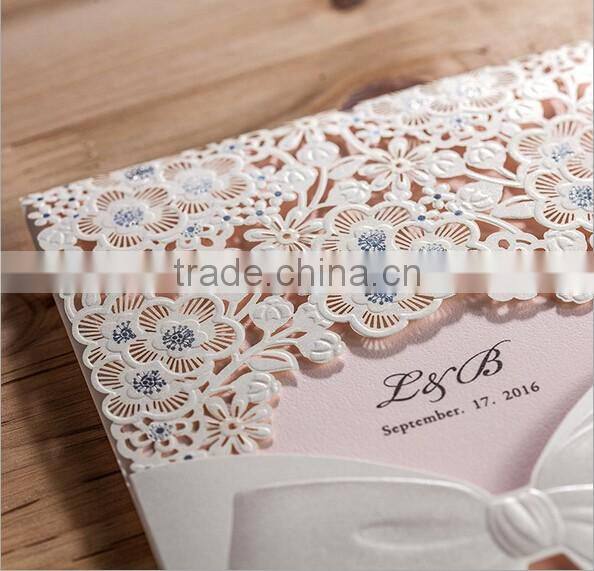 Hot sale white laser cut wedding invitation card
