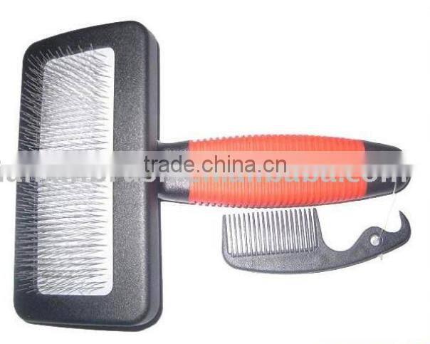 Dog pet brush with small cleaning comb