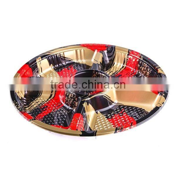 Disposable round plastic frozen food tray with transparent