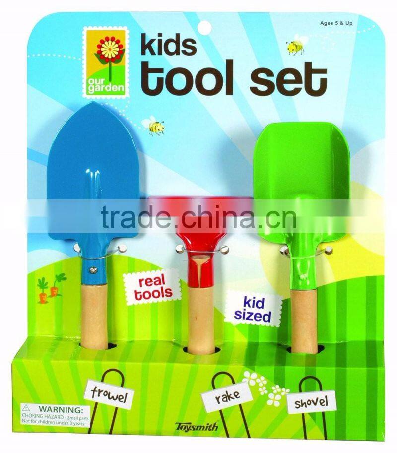 Kid's 3-Piece Garden Tool Set with wooden handle