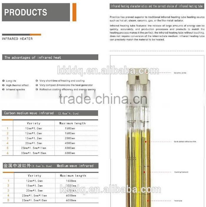 High power low color temp carbon fiber IR lamp infrared heater element