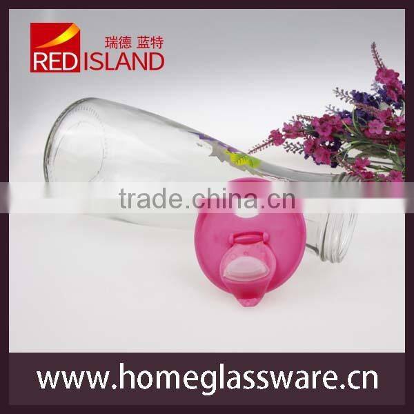 1L glass water bottle with lid, juice bottle
