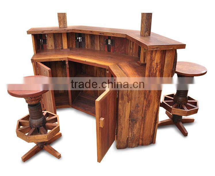 Thailand Style Bar Counter and Chairs Set, Restaurant/Hotel/Club Bar Furniture, Solid Wood Bar Table and Chairs (BF01-X1170)