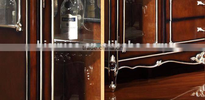 Luxury American Style Wine Cabinet, Royal Wood and Glass Showcase, Nice Hand Carving Display Cabinet (BF01-ML055)