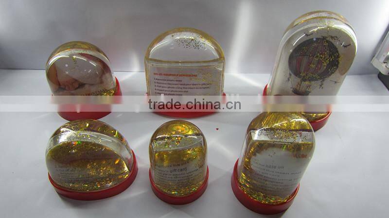 Custom plastic snow globe with photo insert