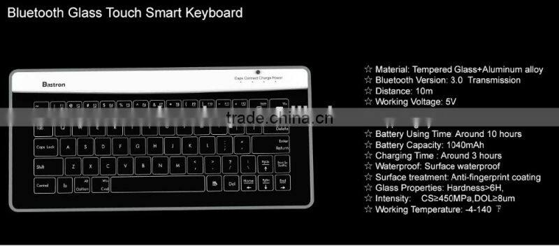 New Transparent Super Thin Glass Touch LED Backlit Universal Wired Keyboard For Windows/IOS/Android/OSX With Gesture Function