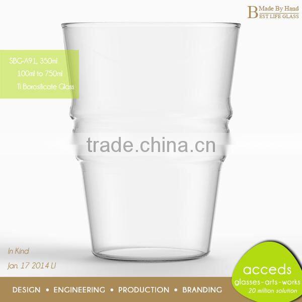 Mouthblown Pyrex Glass Tumbler With Round Bottom