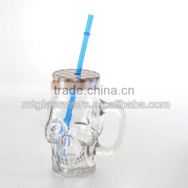 2016 newest 14oz skull paper transter glass oil&vinager bottle