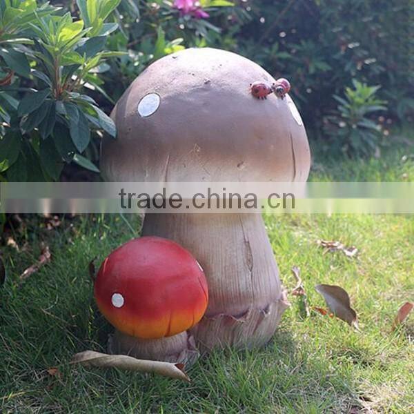 Artificial ladybug fairy mushroom statue for garden decor