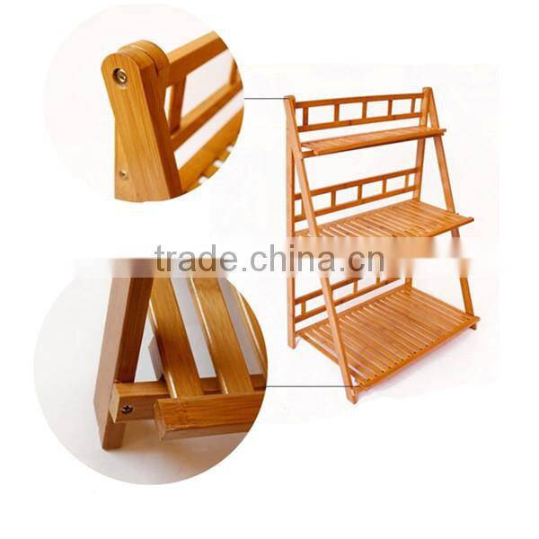 Popular garden 3-tier bamboo plant stand flower shelf for outdoor display