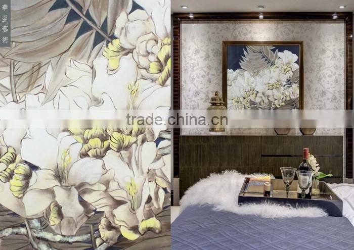Beautiful flower designs fabric painting for wall art decor