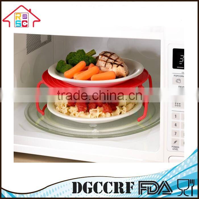 NBRSC Kitchen Plastic Multi Function Microwave Tray Food Dish Plate Stand Rack Wholesale