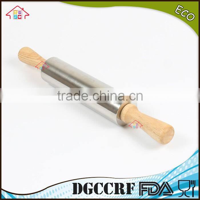 NBRSC Professional Non-Stick Roller metal Silicone Rolling Pin Dough Roller Wooden Handles