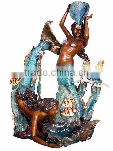 2015 modern garden decoration bronze mermaid water fountains for sale