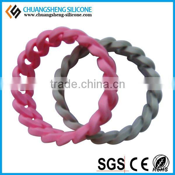 Twist shape silicone fashion wirstband, sample free bracelet