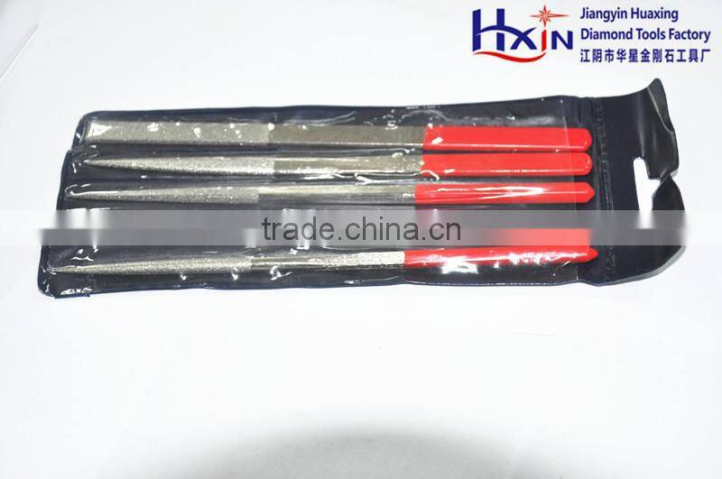 215mm length 5 different shapes electroplated diamond files set with PVC bags