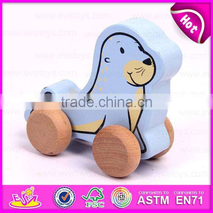 2015 Intelligent toys wooden pull and push toy,New design wooden dragging car toy,Top quality DIY toy wooden moving toy W05B081