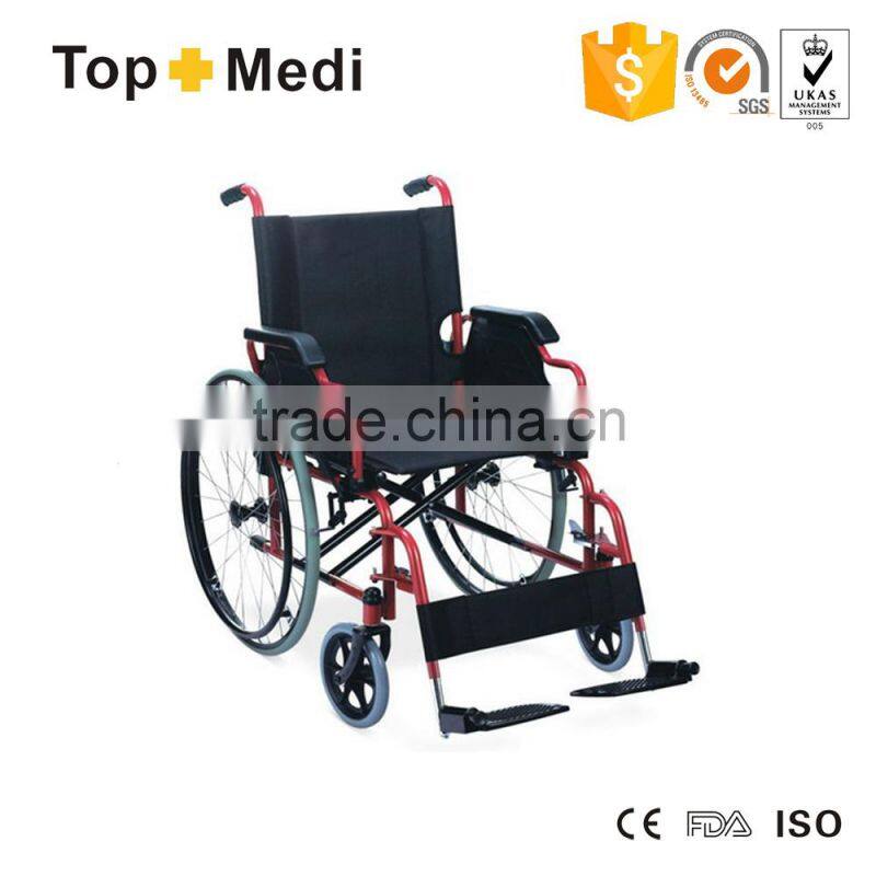 TOPMEDI foldable steel manual wheelchair for elderly and disabled people