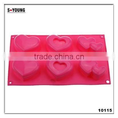 10115 6 pcs hearts Shape Silicone Cake Mold