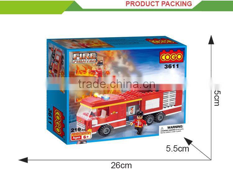 Hot sale building blocks kids racing game car fire engine toy