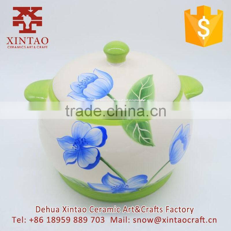 Tableware Decorative handmade ceramic honey jar with lid