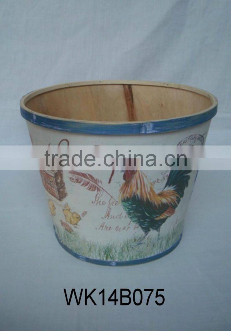 beautiful decal wooden flower pot garden wood pot with plastic liner