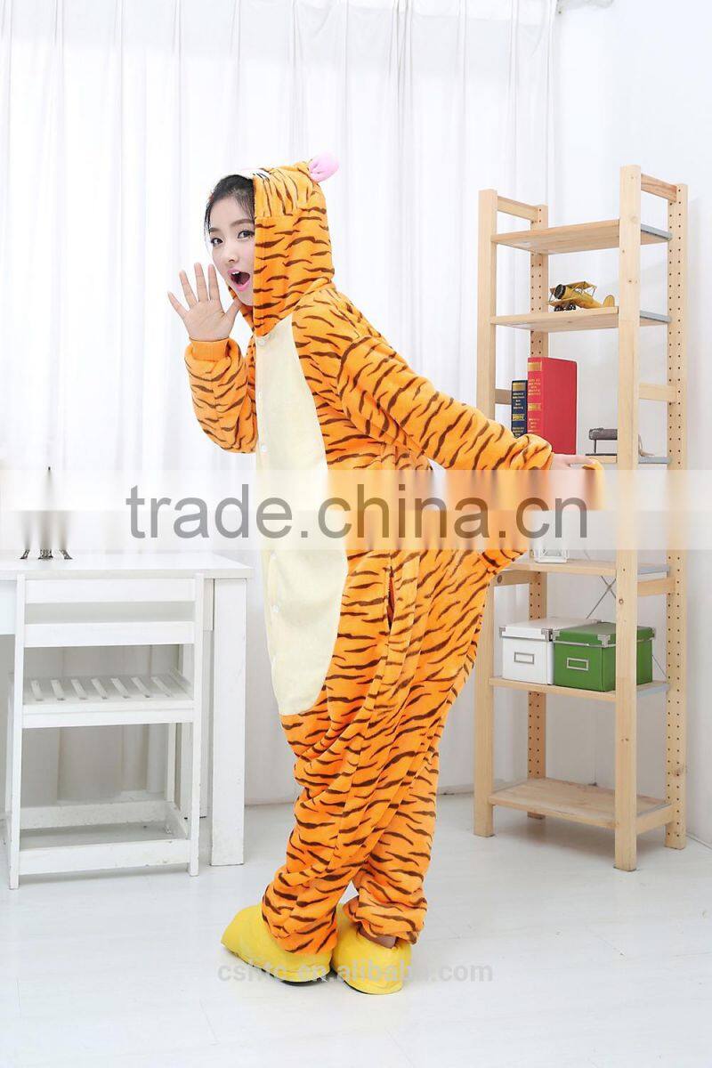 flannel cartoon adult animal jumpsuit animal pajamas jumpsuit jump tiger design