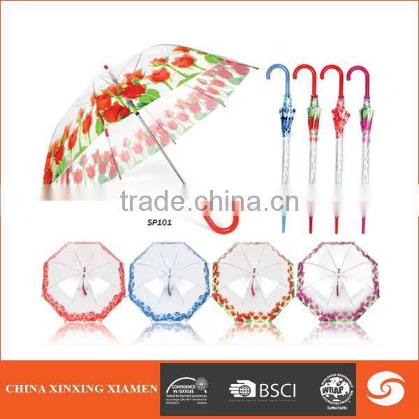 Waterproof Auto Open Poe Transparent Auto Open And Close Umbrella For Lady
