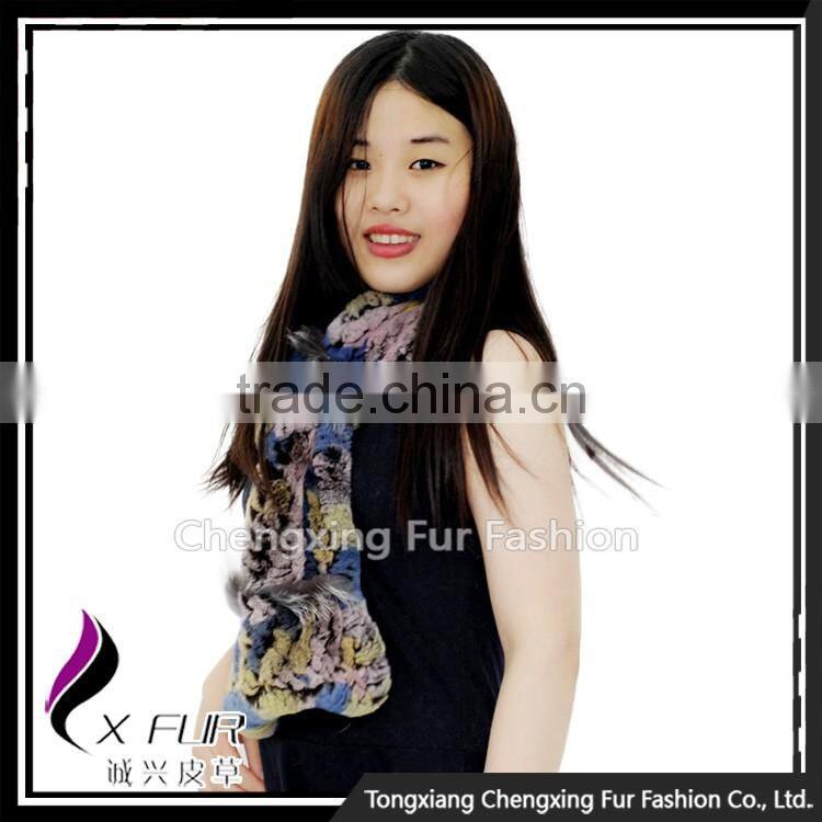 CX-S-173K 2016 Wholesale Fashion Knitted Women Rabbit Fur Scarf