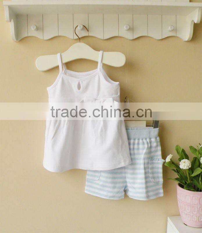 wwwSUNcom 2012 summer baby clothing strap top and shorts set cotton 100%