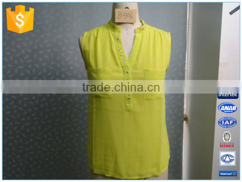 High Fashion 2015 Scoop Women Yellow Tank Top