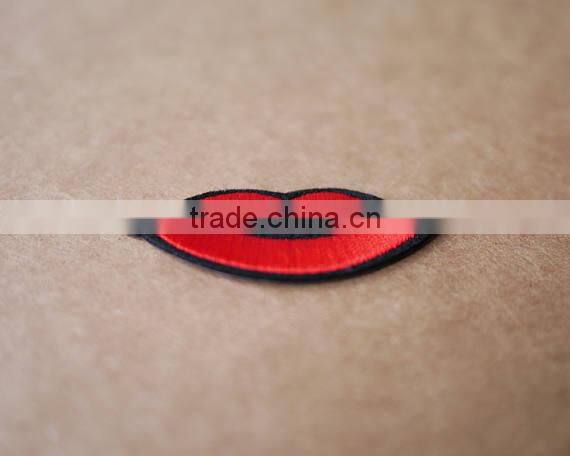 2017Customized kiss lip Embroidery Patch, virious lip Embroidered Brand Logo Patch
