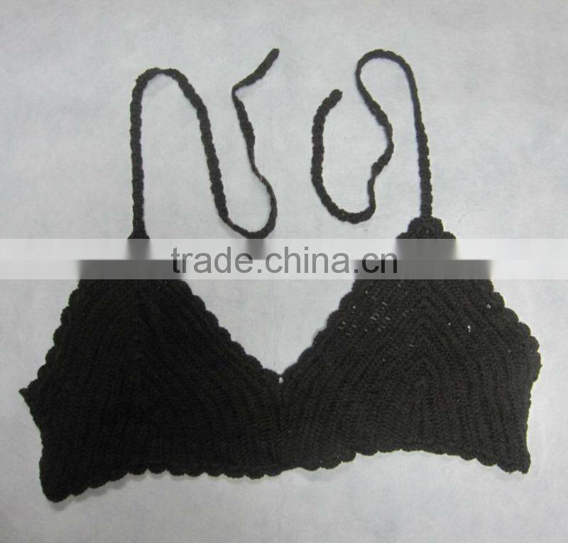 crochet lady's coffee underwired bra