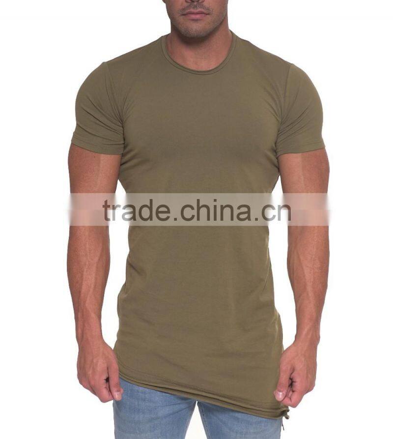 Asymmetrical Shirt 94% Cotton 6% Elastane Gym Fitted Short Sleeve Longline T Shirt Lifestyle Shirts Hot Sale Fashion Streetwear