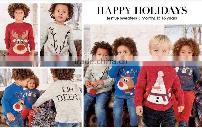 Latest baby knitwear snow pattern infant Christmas sweater design