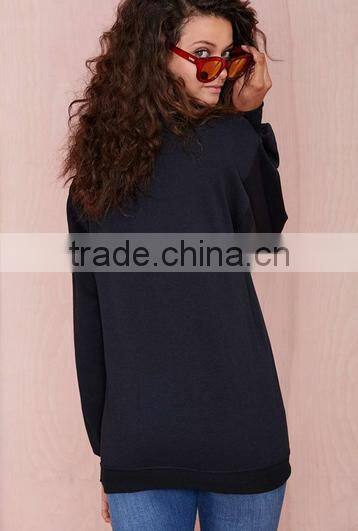 wholesale garments boyfriend terry without hood o-neck comfortable printed plain dyed for women sweatshirt made in china