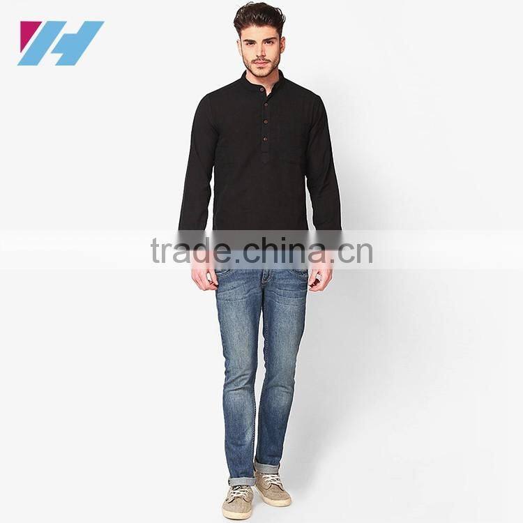 Men Fashion Long Sleeve Knee Length Cotton Kurta Designs