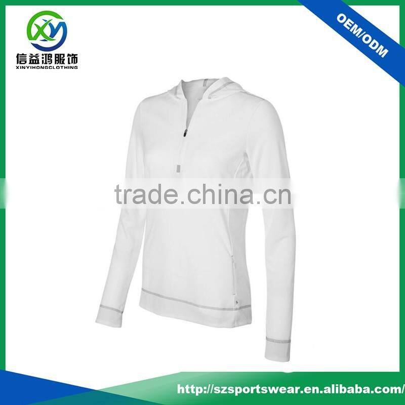 OEM Blank Design Quarter-Zip Smooth Material Quick Dry Lady Hoody Sweatshirt