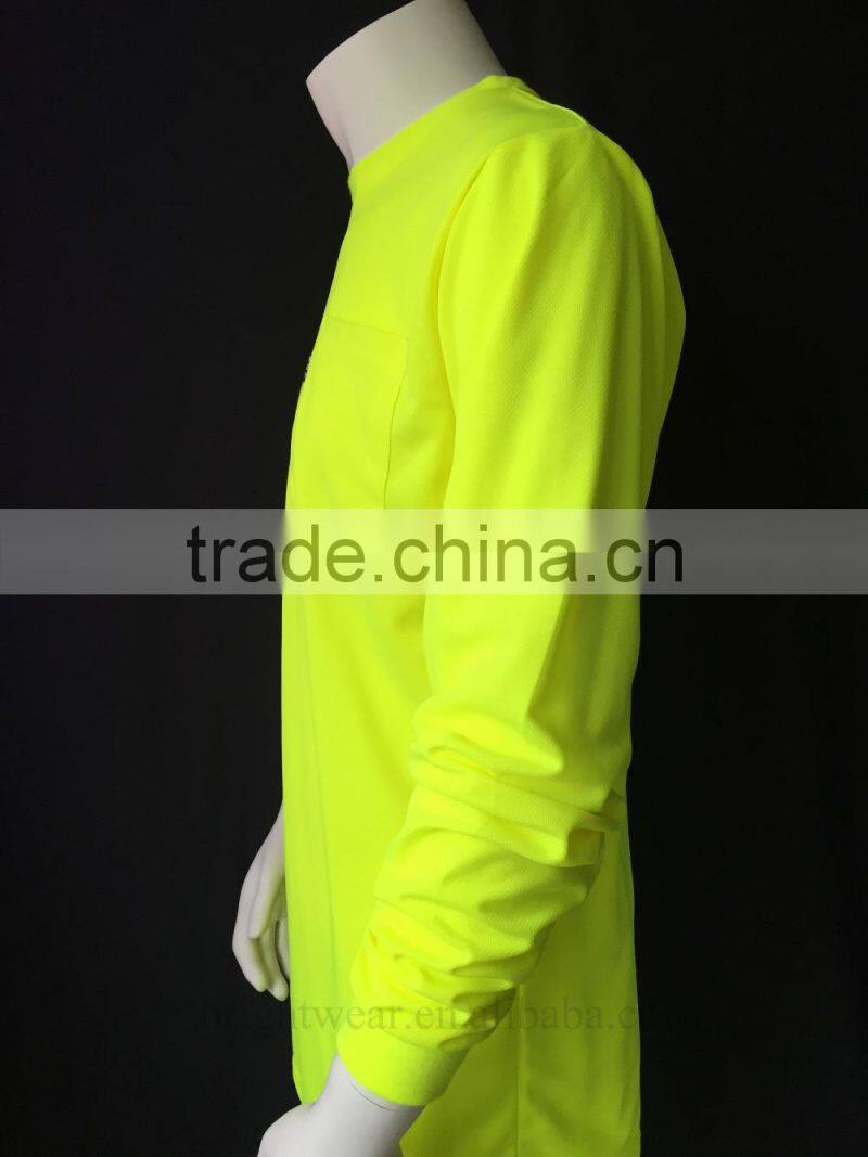 Men's ANSI hi vis 100% polyester long sleeve reflective T-shirt