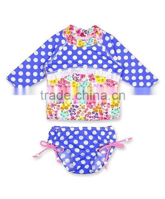 New Style Girl Sportswear With Purple And Pink Polka Dot Girls Rashguard Set Girls Wear G-NP-TR905-315