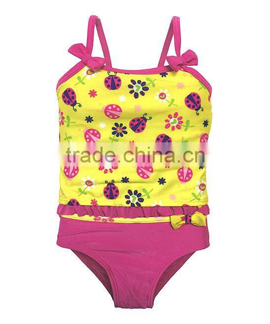 New Style Girl Beachwear Yellow And Red Ladybug Tankini Girl Swimwear Child Wear G-NP-S905-386
