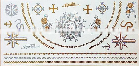 2015 hot sale gold and silver flash tattoo sticker