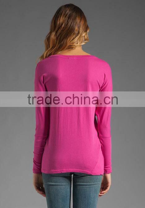 long sleeve dolman twist cotton t-shirt for girls
