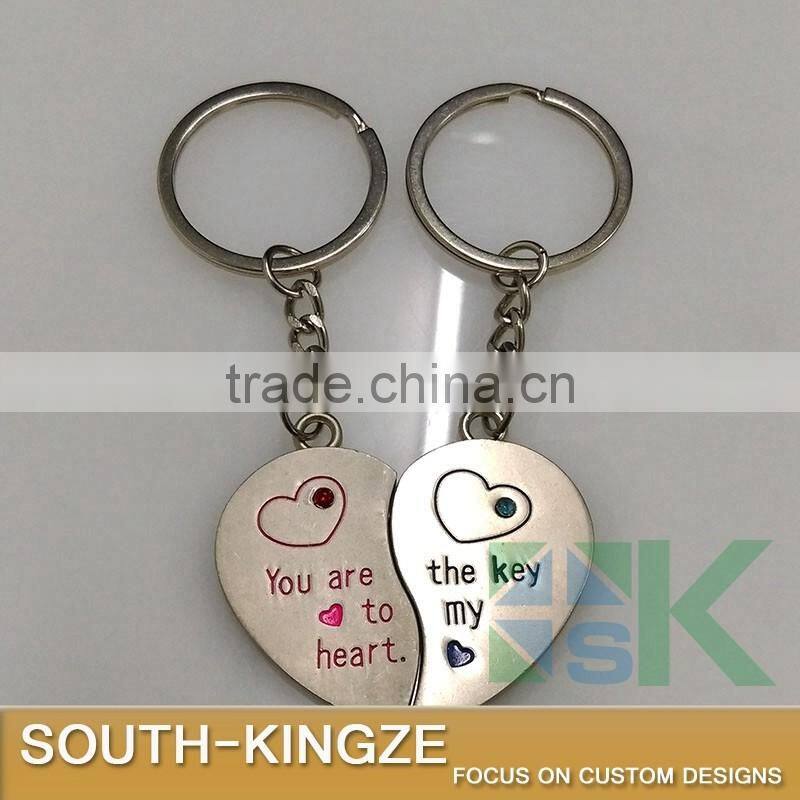 Girl Boy Alluminum Alloy Half Hearts Keychain