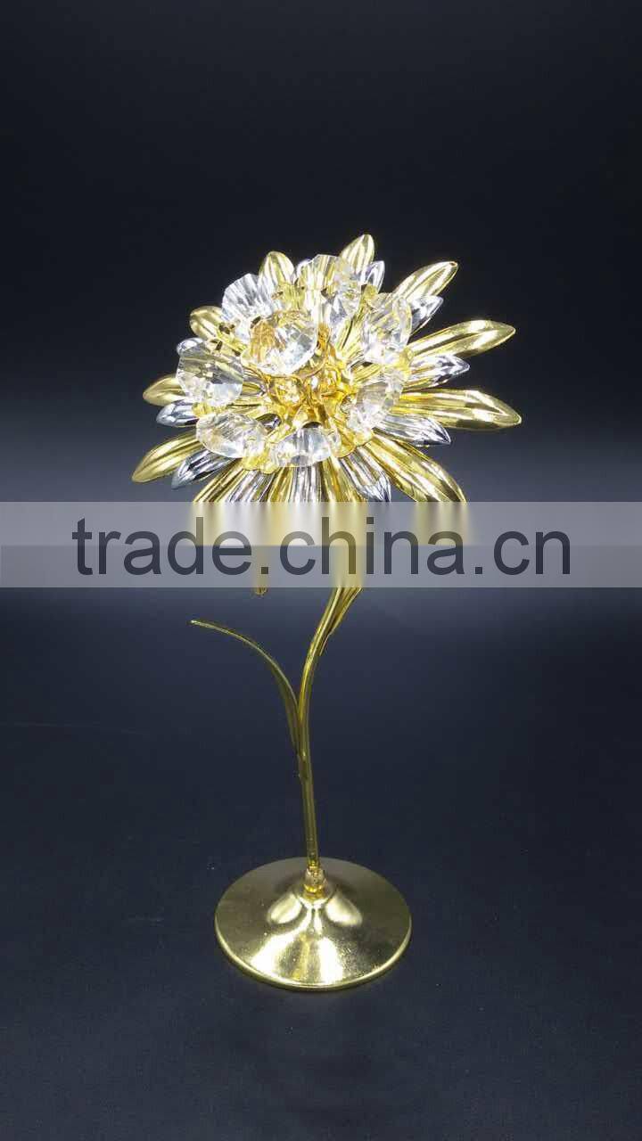 k9 crystal flower with golden plated