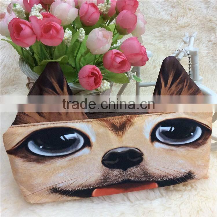 Hot sale custom 3D cool animal printed pencil bags for kids